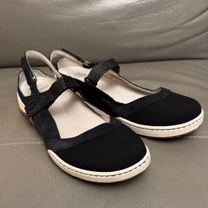 Dansko Black and Cream Slingback Flats